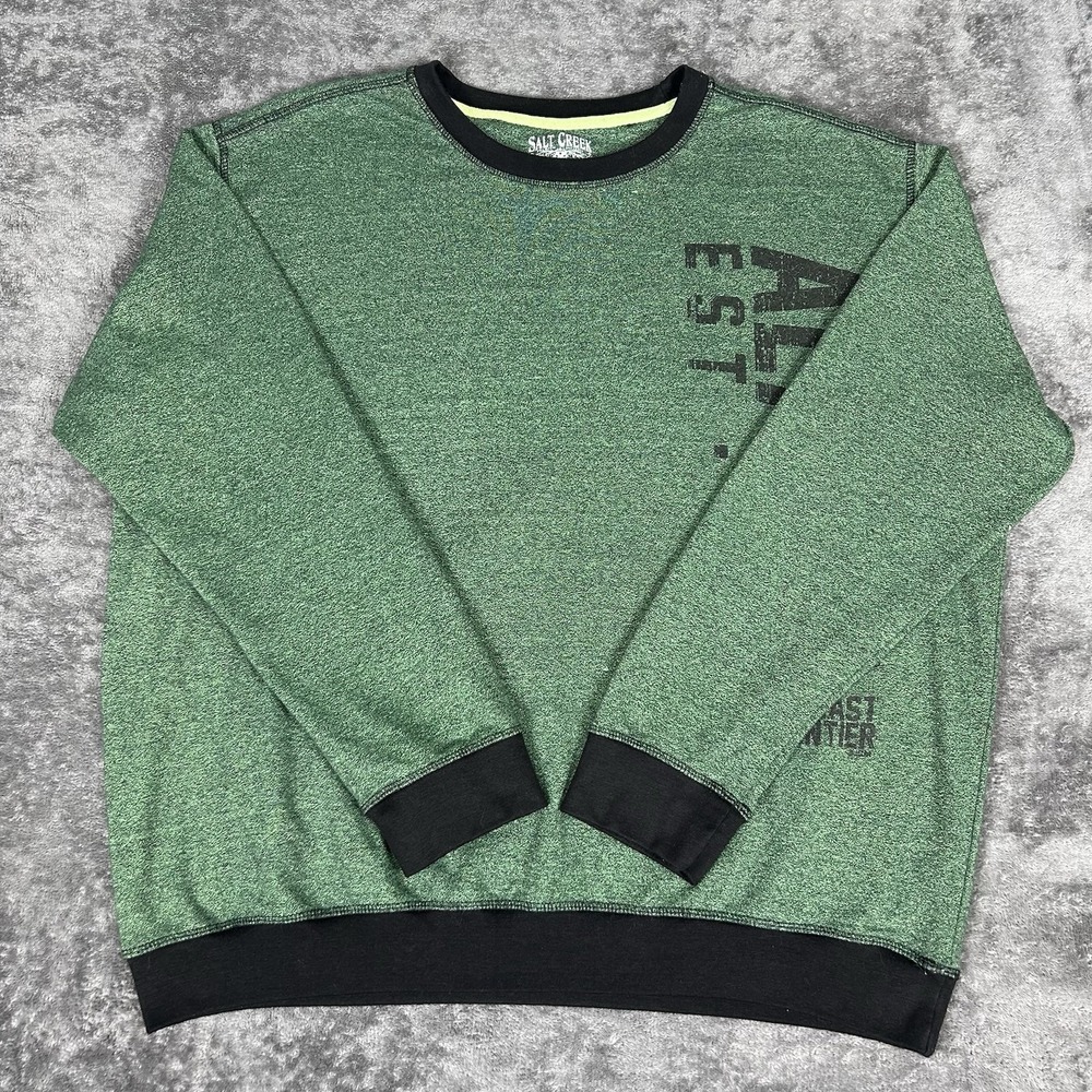 Salt Creek Green Sweater Crew Neck Alaska Est 1959 Mens Size 2XL